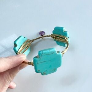 Bourbon & Bowties Turquoise and Gold Bangle Bracelet